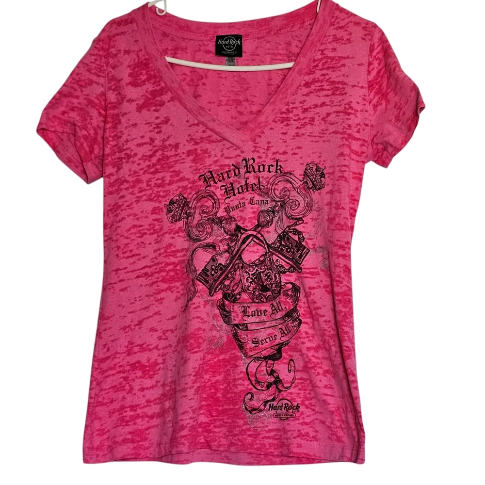 🔥 Hard Rock Hotel Punta Cana Pink Burnout Tee Size XL